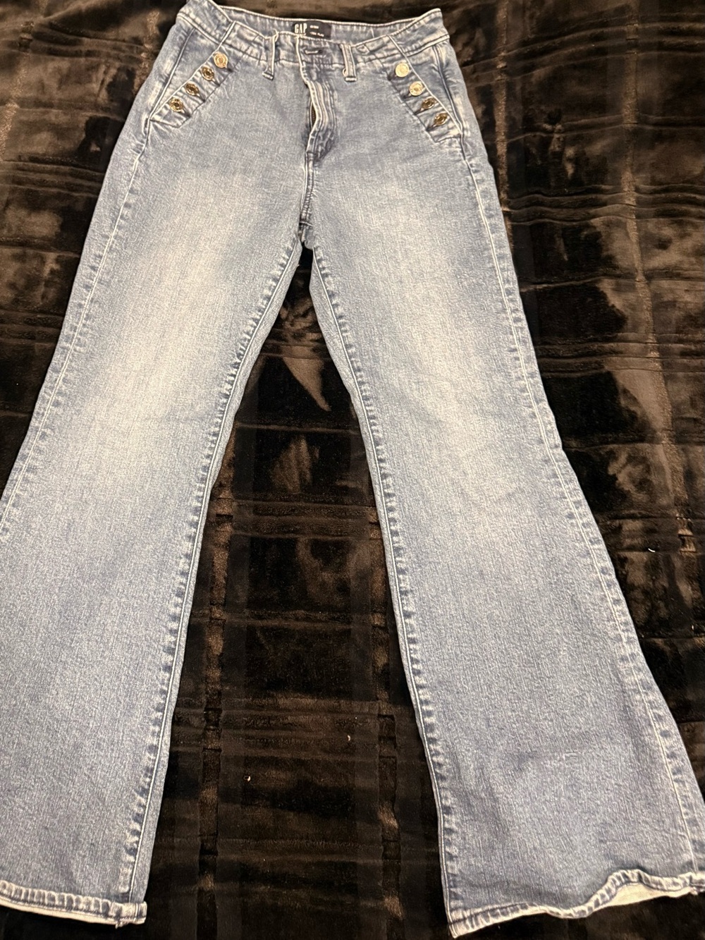 GAP Light Blue Flare Jeans with Button Detail